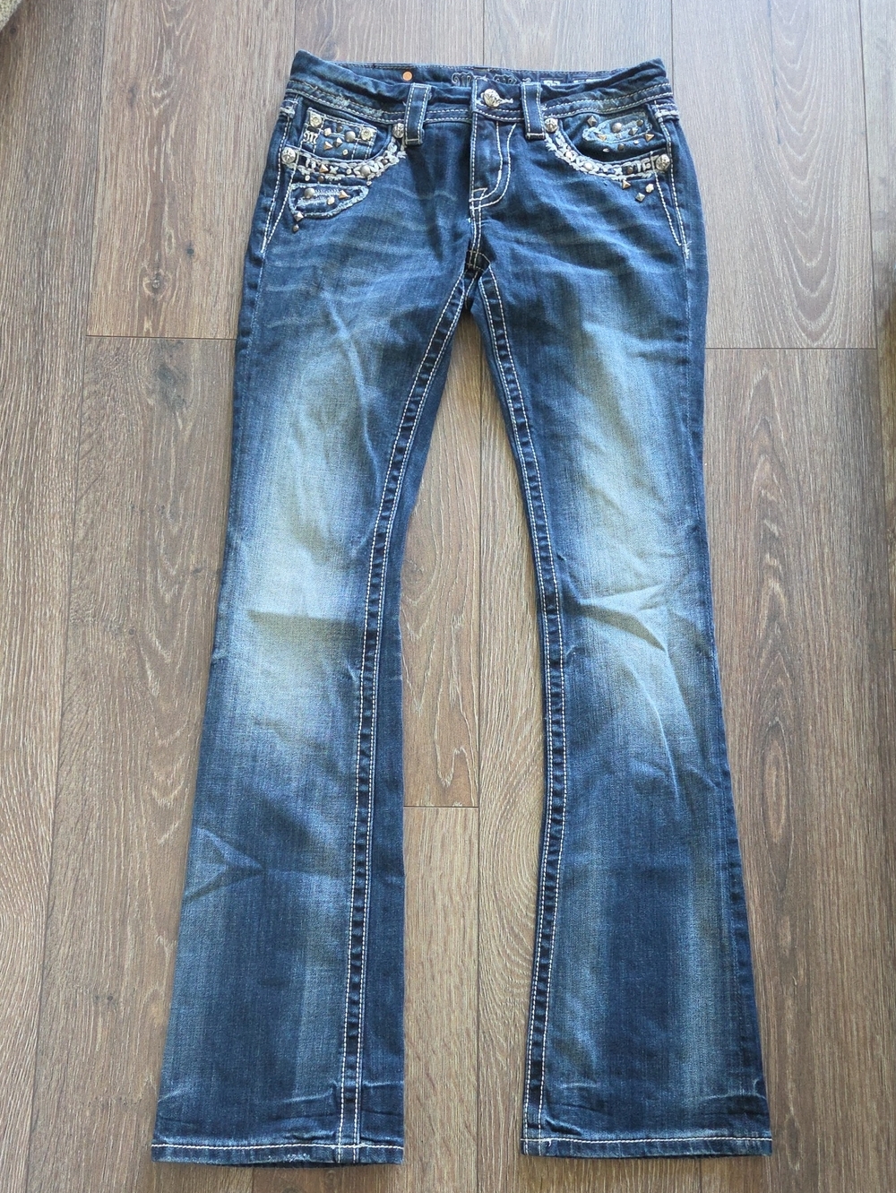 Miss Me Women's Dark Blue Signature-Rise Bootcut Jeans